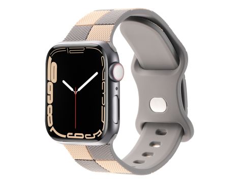 Pasek Opaska Bransoleta Silikon Krata Szary do Apple Watch 3 4 5 6 7 8 9 SE 38/40/41mm - 2